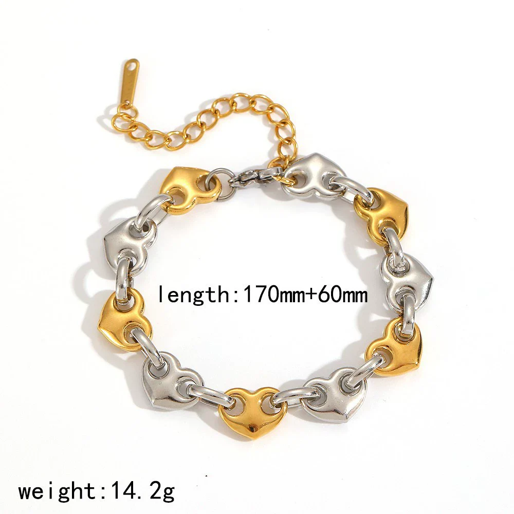 Wholesale Jewelry Set Stainless Steel Geometric Multi Ring Pig Nose Buckle Chain Necklace Bracelet For Women With Pvd Furnace Vacuum Real Gold Plating - Image 11