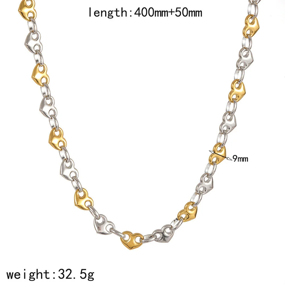 Wholesale Jewelry Set Stainless Steel Geometric Multi Ring Pig Nose Buckle Chain Necklace Bracelet For Women With Pvd Furnace Vacuum Real Gold Plating - Image 7