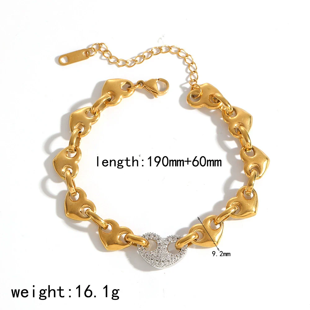 Wholesale Jewelry Set Stainless Steel Geometric Multi Ring Pig Nose Buckle Chain Necklace Bracelet For Women With Pvd Furnace Vacuum Real Gold Plating - Image 8