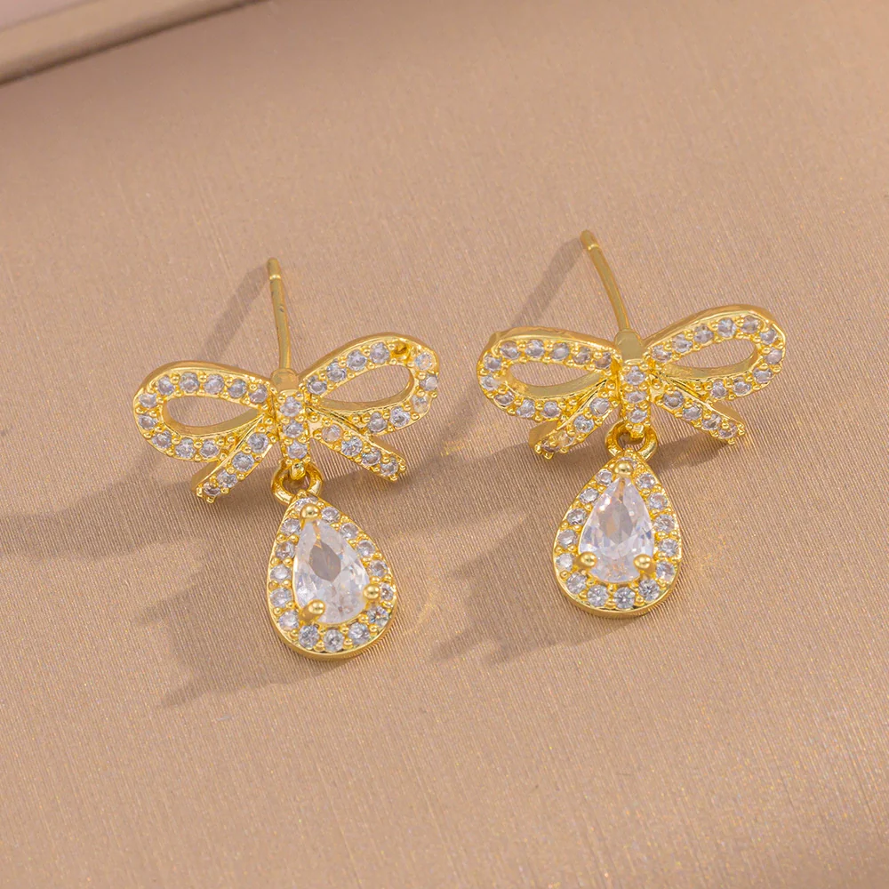 Wholesale Jewelry Set Titanium Steel Love Bow Design With Diamonds For Women - Image 8