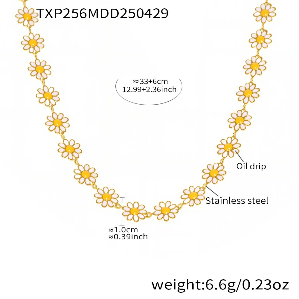 Wholesale Jewelry Set With Ferris Wheel Oil Drop Daisy Flower And Sunflower For Women Stainless Steel And Titanium Steel Electroplated - Image 7