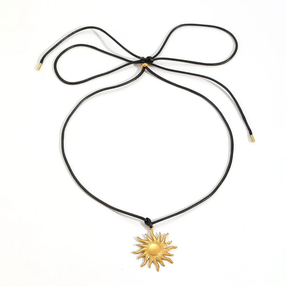 Wholesale Jewelry Set Women Ins Style Minimalist Stainless Steel Titanium Steel Wax Rope Chain Electroplated Stars Sun And Moon Clouds Universe Pendant Necklace Earrings - Image 4
