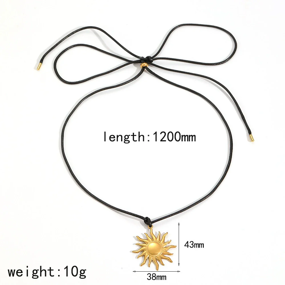 Wholesale Jewelry Set Women Ins Style Minimalist Stainless Steel Titanium Steel Wax Rope Chain Electroplated Stars Sun And Moon Clouds Universe Pendant Necklace Earrings - Image 8