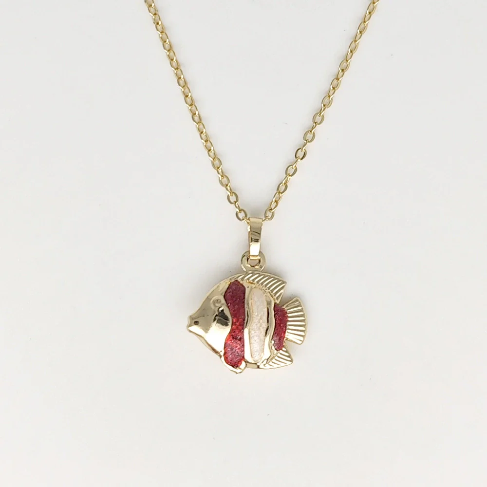 Wholesale Jewelry Shell Enamel Oil Drop Geometric Brass Handmade Pendant Necklace For Women - Image 14