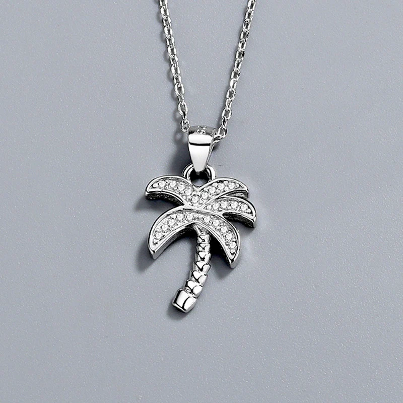 Wholesale Jewelry Silver 925 Sterling Crystal Geometric Small Coconut Pendant Clavicle Chain Electroplated For Women