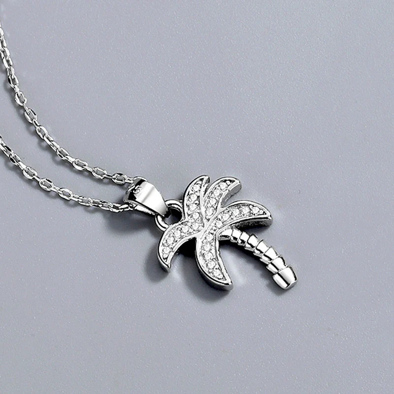Wholesale Jewelry Silver 925 Sterling Crystal Geometric Small Coconut Pendant Clavicle Chain Electroplated For Women - Image 3