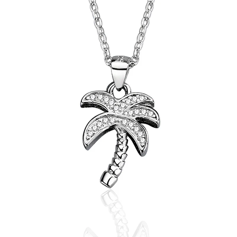 Wholesale Jewelry Silver 925 Sterling Crystal Geometric Small Coconut Pendant Clavicle Chain Electroplated For Women - Image 5