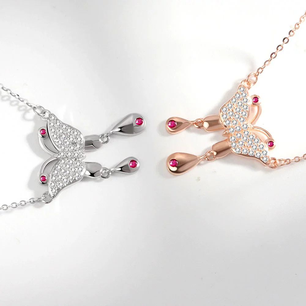 Wholesale Jewelry Silver 925 Sterling Geometric Butterfly Pendant Necklace With Electroplating Treatment - Image 4