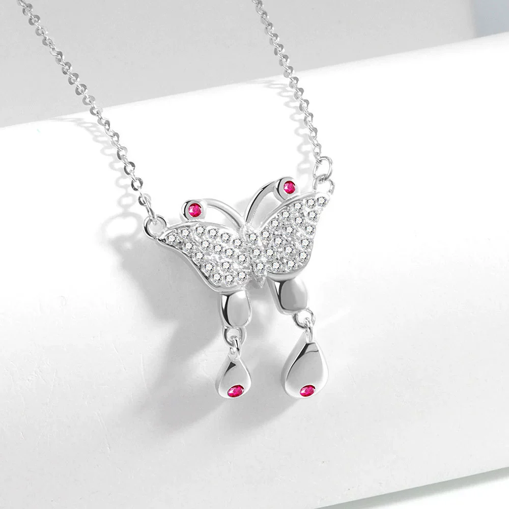 Wholesale Jewelry Silver 925 Sterling Geometric Butterfly Pendant Necklace With Electroplating Treatment - Image 6