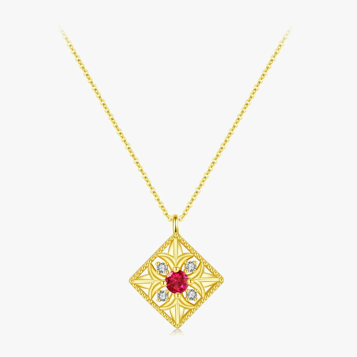 Wholesale Jewelry Silver 925 Sterling Retro Geometric Hollow Square Diamond Clavicle Necklace