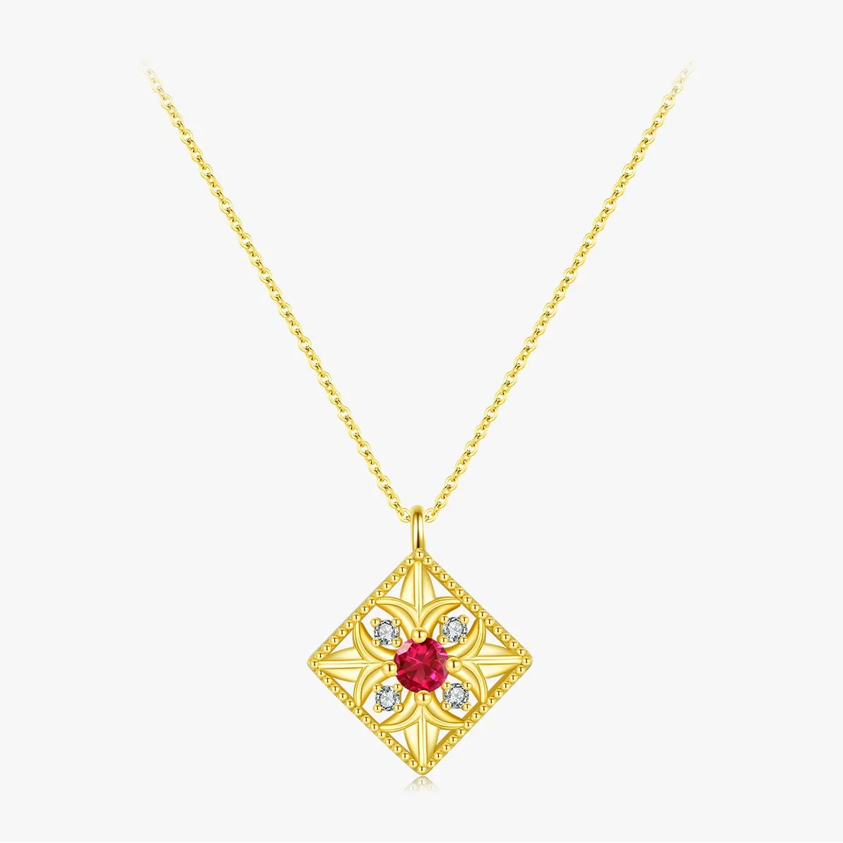 Wholesale Jewelry Silver 925 Sterling Retro Geometric Hollow Square Diamond Clavicle Necklace - Image 5