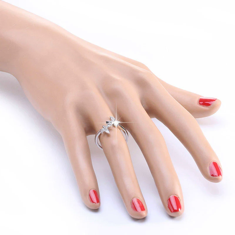 Wholesale Jewelry Silver 925 Sterling Silver Ring And Butterfly Bracelet With Leaf Pattern Electroplated For Women - Image 3