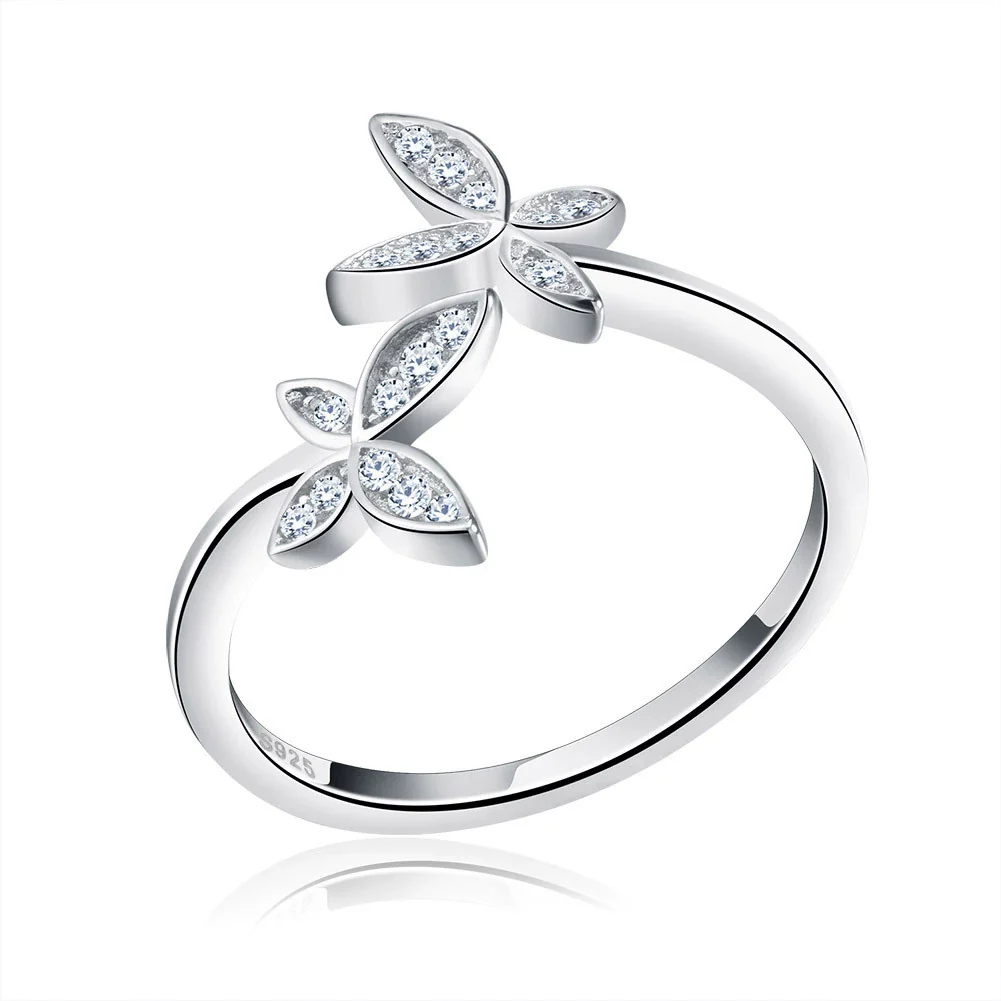 Wholesale Jewelry Silver 925 Sterling Silver Ring And Butterfly Bracelet With Leaf Pattern Electroplated For Women - Image 5