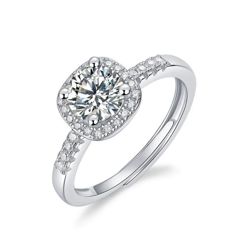 Wholesale Jewelry Silver Classic Square Moissanite Inlay Women's Wedding Ring - Image 4
