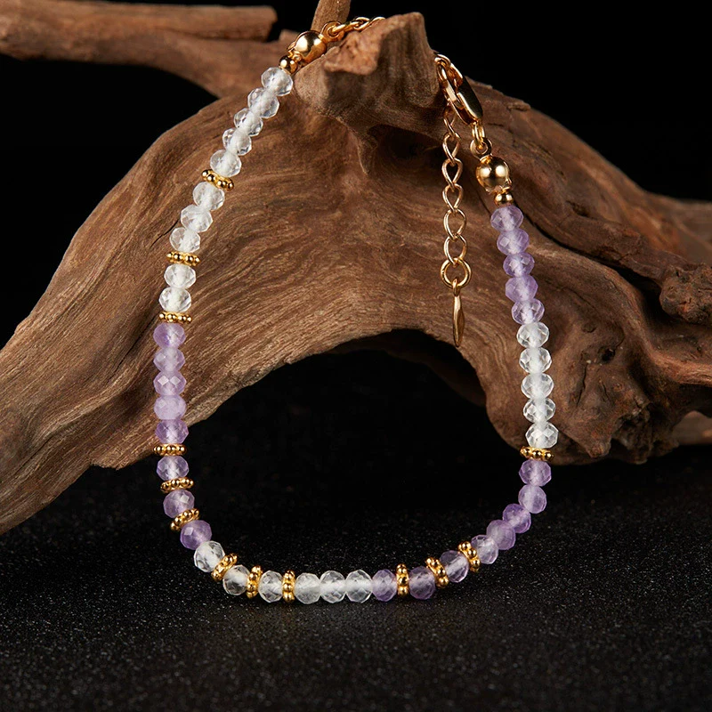 Wholesale Jewelry Silver Natural Amethyst White Crystal Geometric Handmade Pendant Necklace For Women - Image 3