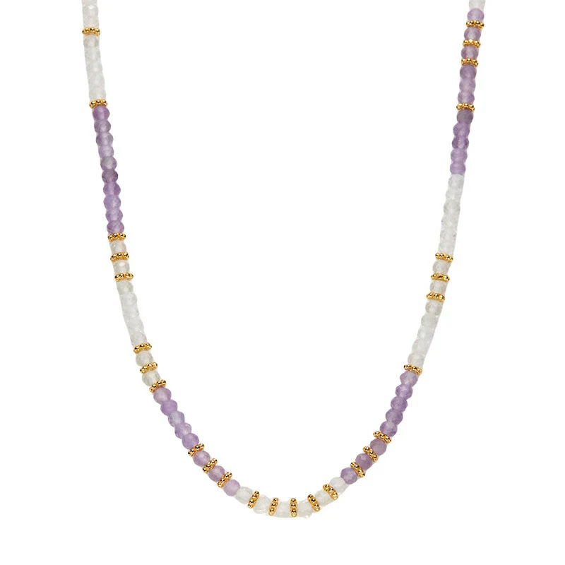 Wholesale Jewelry Silver Natural Amethyst White Crystal Geometric Handmade Pendant Necklace For Women - Image 5