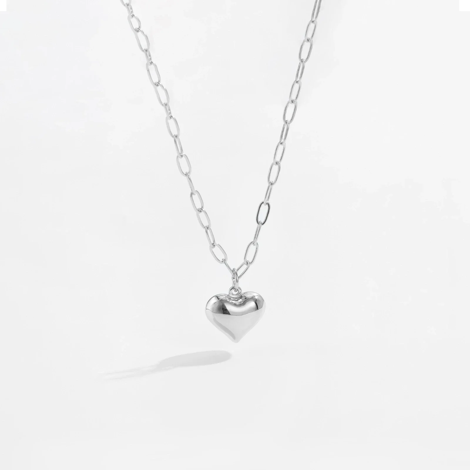 Wholesale Jewelry Simple Allmatch Love Copper Electroplated Platinum 18K Gold Earrings And Necklace For Women - Image 6