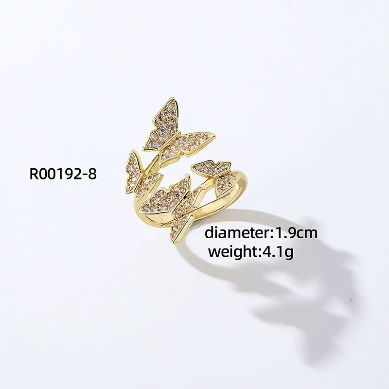 Wholesale Jewelry Simple Butterfly Plant Zircon Ring Women's Fashion Allmatch Personality - Image 8