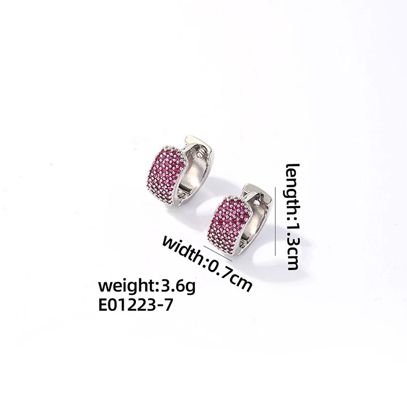 Wholesale Jewelry Simple Fashion Geometric Copper Gold Plated Colorful Zircon Earrings For Women - Image 15