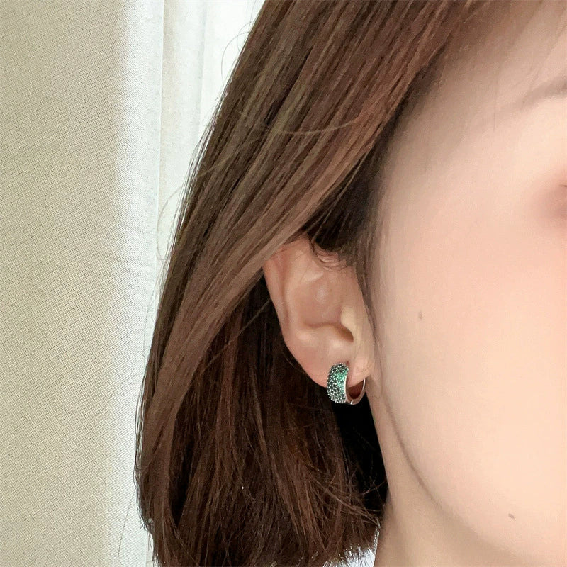 Wholesale Jewelry Simple Fashion Geometric Copper Gold Plated Colorful Zircon Earrings For Women - Image 4