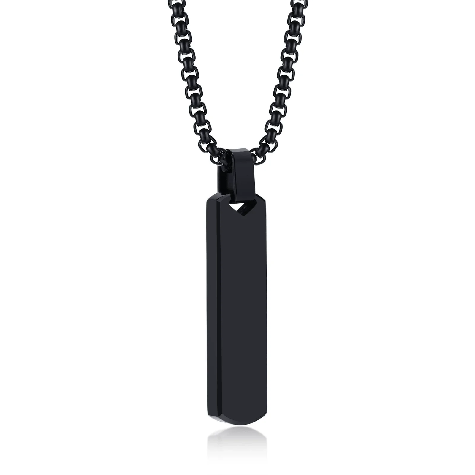 Wholesale Jewelry Simple Geometric Rectangular Stainless Steel And Titanium Steel Pendant Necklace With Lettering For Men - Image 7
