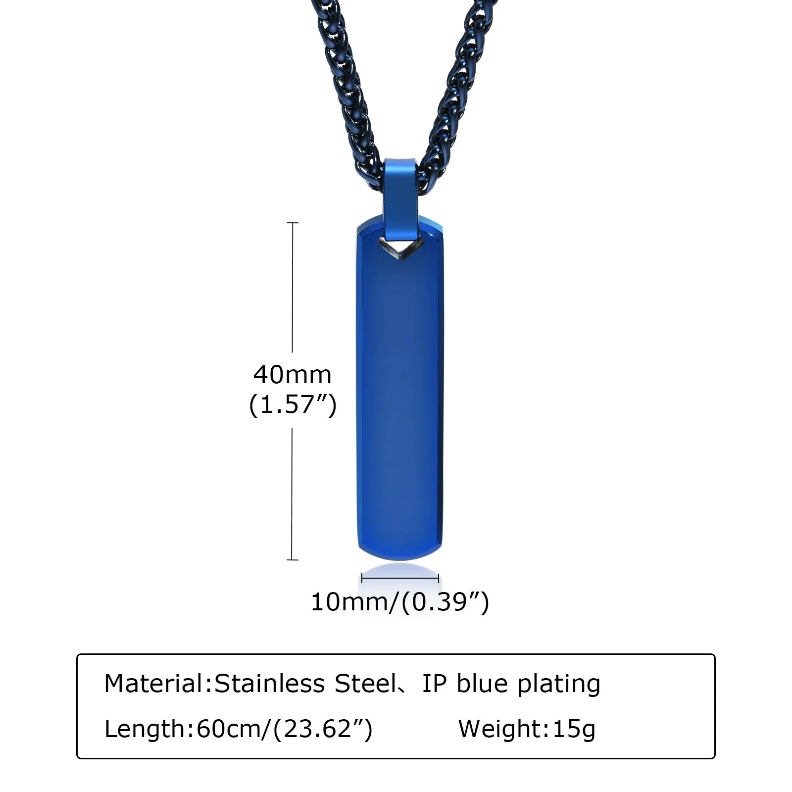 Wholesale Jewelry Simple Geometric Rectangular Stainless Steel And Titanium Steel Pendant Necklace With Lettering For Men - Image 8