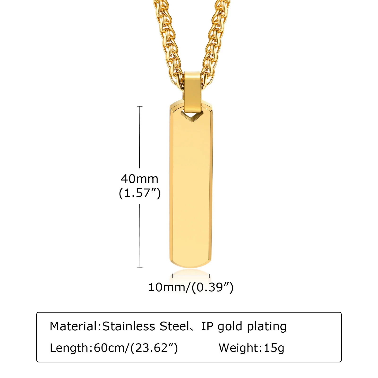 Wholesale Jewelry Simple Geometric Rectangular Stainless Steel And Titanium Steel Pendant Necklace With Lettering For Men - Image 9