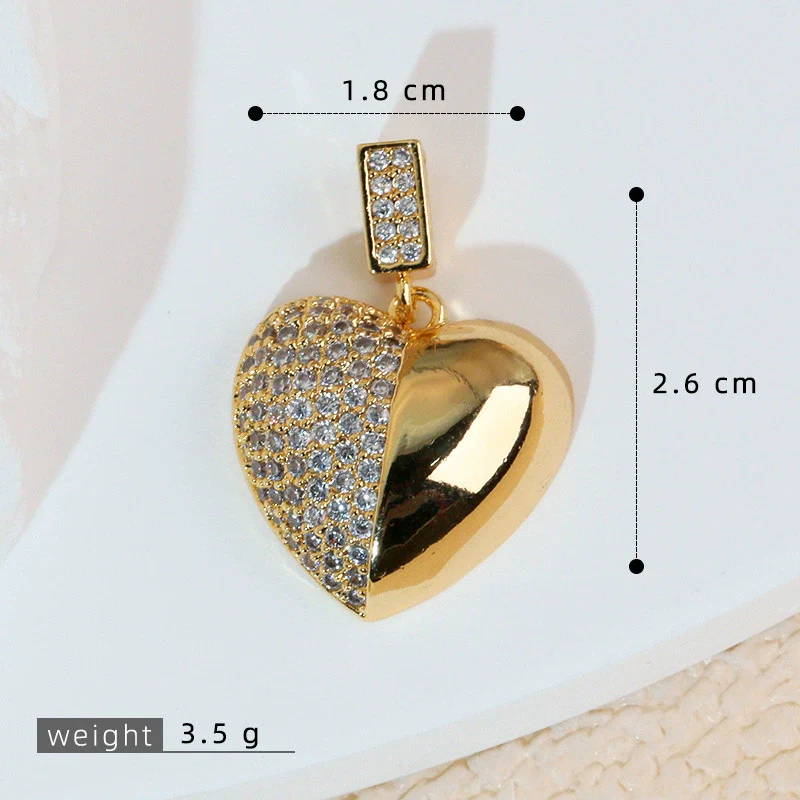 Wholesale Jewelry Simple Heart Shape Copper Electroplated Microinlaid Zircon Single Pendant Necklace For Women - Image 10