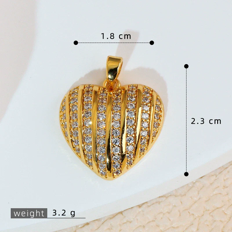 Wholesale Jewelry Simple Heart Shape Copper Electroplated Microinlaid Zircon Single Pendant Necklace For Women - Image 14