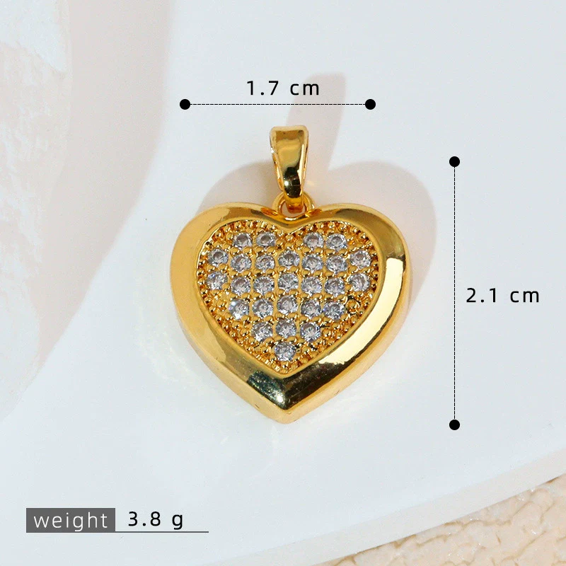 Wholesale Jewelry Simple Heart Shape Copper Electroplated Microinlaid Zircon Single Pendant Necklace For Women - Image 15