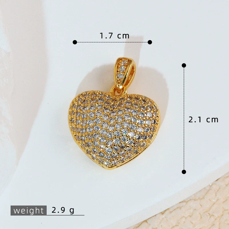 Wholesale Jewelry Simple Heart Shape Copper Electroplated Microinlaid Zircon Single Pendant Necklace For Women - Image 16