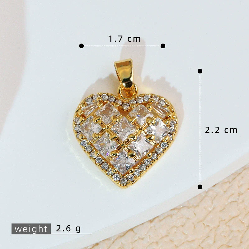 Wholesale Jewelry Simple Heart Shape Copper Electroplated Microinlaid Zircon Single Pendant Necklace For Women - Image 17
