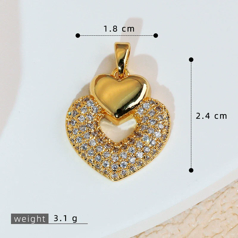 Wholesale Jewelry Simple Heart Shape Copper Electroplated Microinlaid Zircon Single Pendant Necklace For Women - Image 19