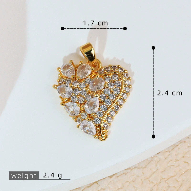 Wholesale Jewelry Simple Heart Shape Copper Electroplated Microinlaid Zircon Single Pendant Necklace For Women - Image 22