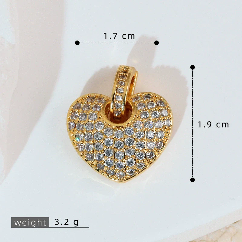 Wholesale Jewelry Simple Heart Shape Copper Electroplated Microinlaid Zircon Single Pendant Necklace For Women - Image 7