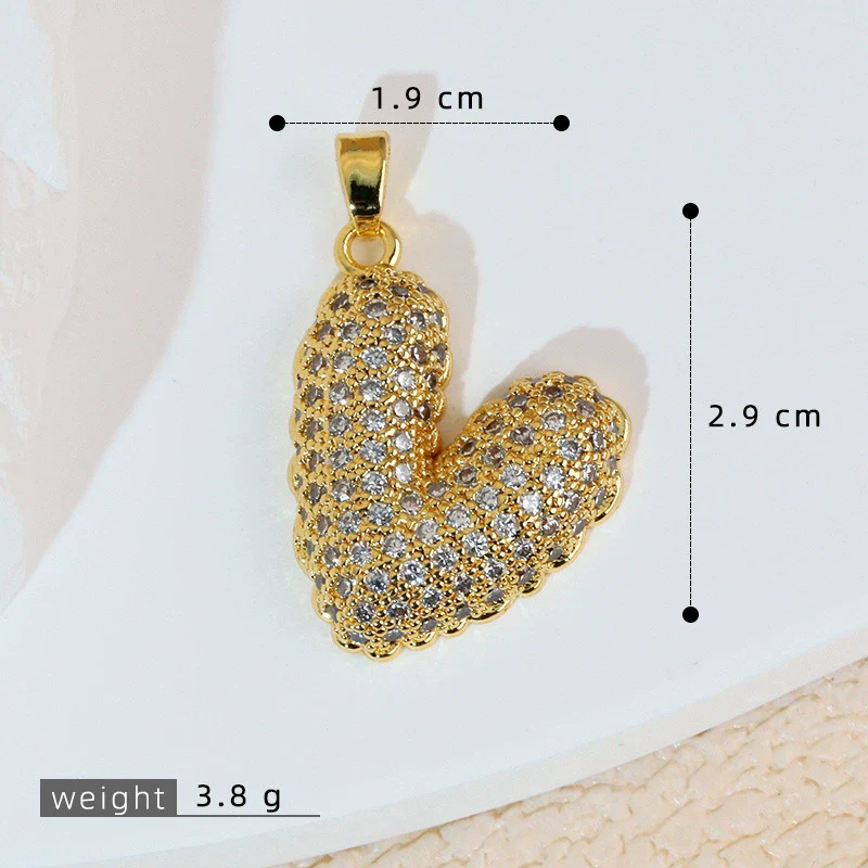 Wholesale Jewelry Simple Heart Shape Copper Electroplated Microinlaid Zircon Single Pendant Necklace For Women - Image 8