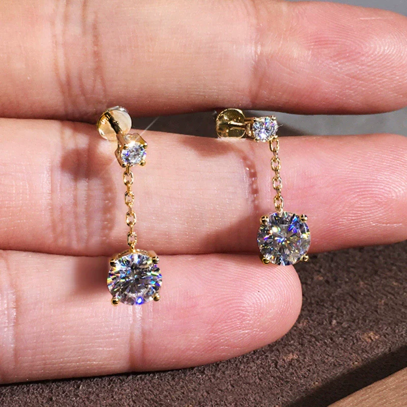 Wholesale Jewelry Simple Long Tassel Geometric Copper Zircon Earrings For Women