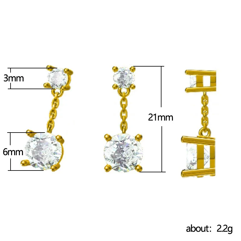 Wholesale Jewelry Simple Long Tassel Geometric Copper Zircon Earrings For Women - Image 5