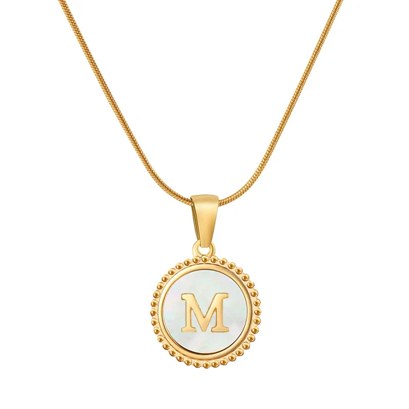 Wholesale Jewelry Simple Round 316L Stainless Steel And 316L Stainless Steel Pendant Necklace With Letter Pattern And Electroplating For Women - Image 15
