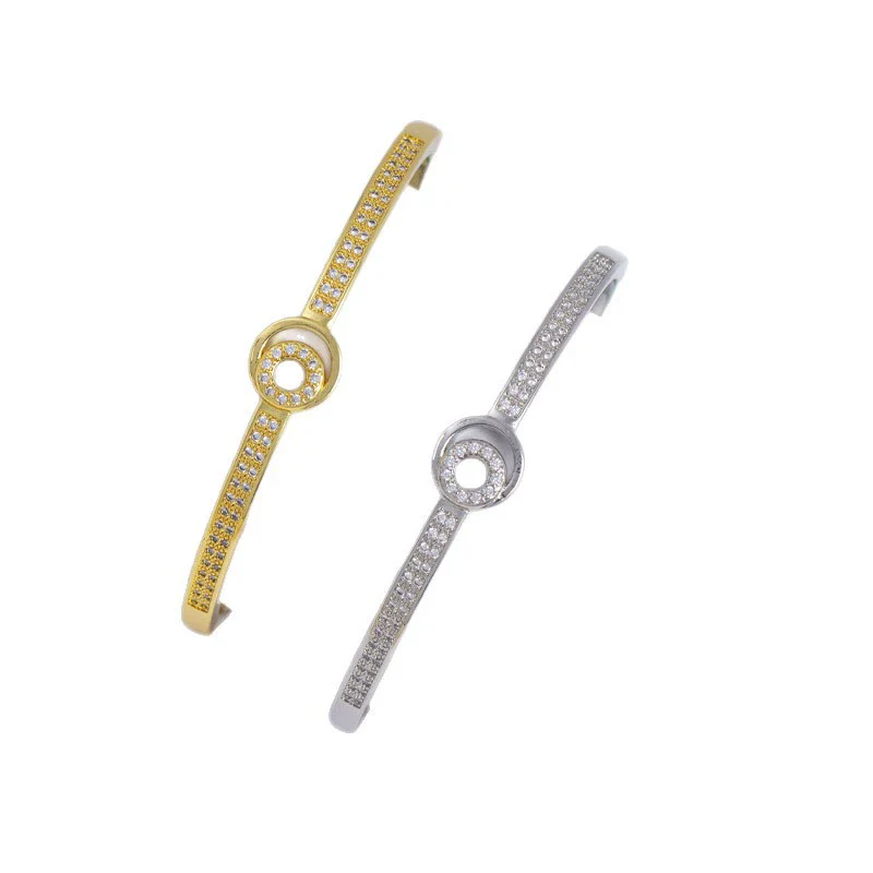 Wholesale Jewelry Simple Style Copper Bracelet With Concentric Circle Shape And Diamondencrusted Electroplating Design - Image 5