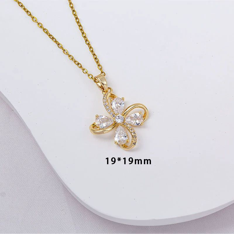 Wholesale Jewelry Simple Style Flower Copper O Word Chain Pendant Necklace With Electroplating - Image 2