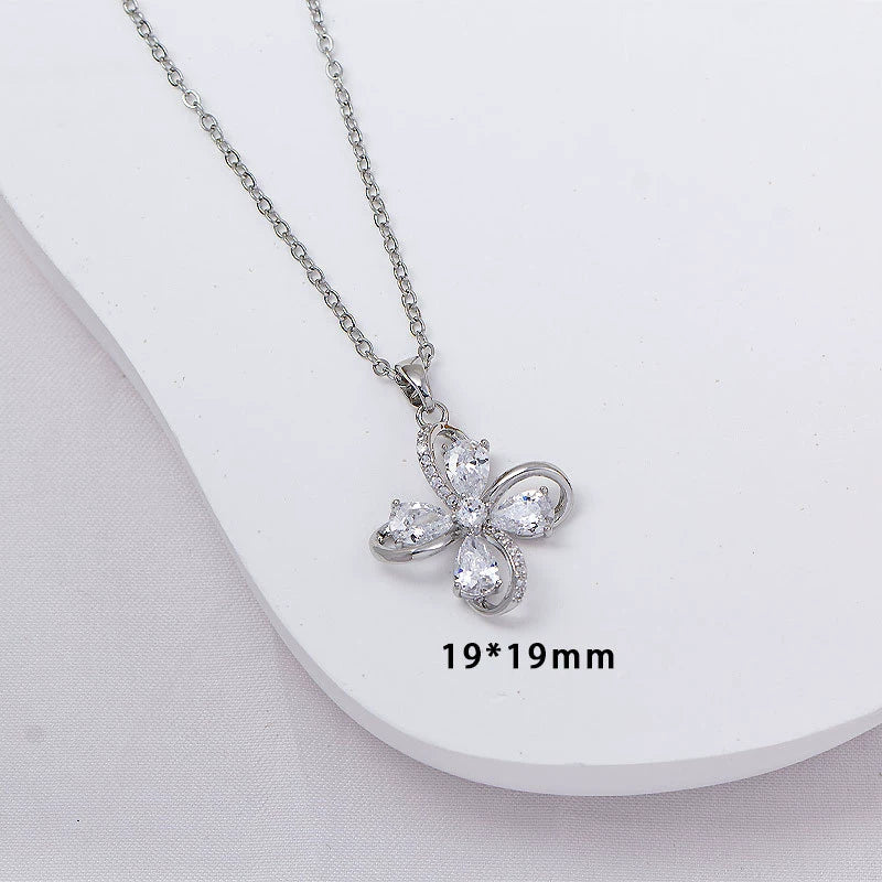 Wholesale Jewelry Simple Style Flower Copper O Word Chain Pendant Necklace With Electroplating - Image 3