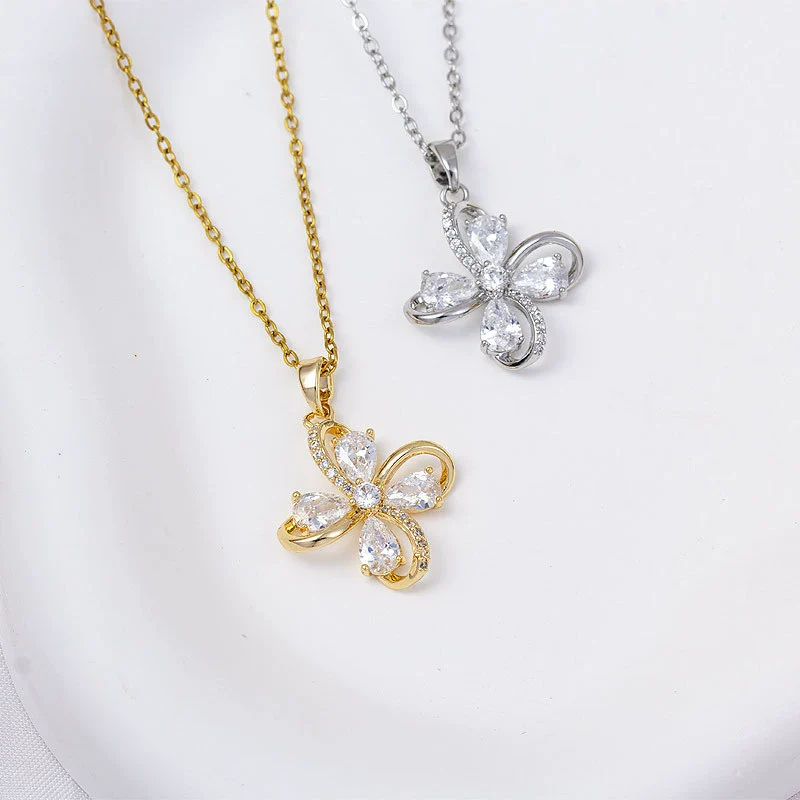 Wholesale Jewelry Simple Style Flower Copper O Word Chain Pendant Necklace With Electroplating - Image 4