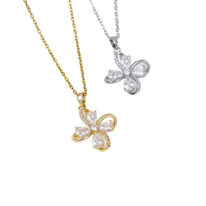 Wholesale Jewelry Simple Style Flower Copper O Word Chain Pendant Necklace With Electroplating - Image 5