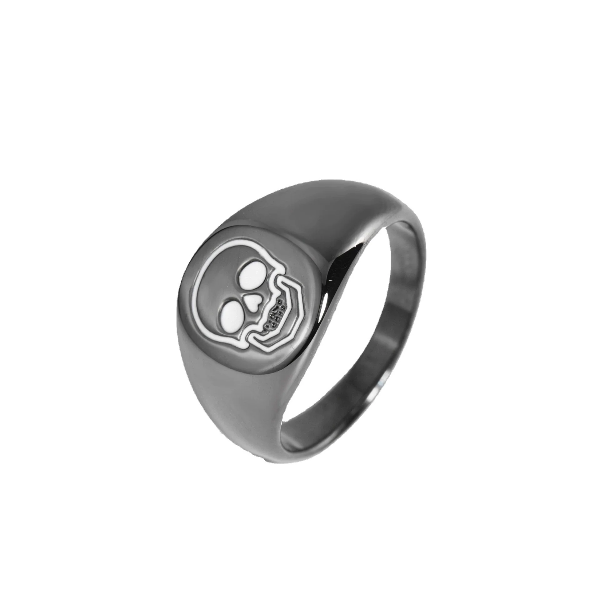Wholesale Jewelry Skull Geometric Copper Gold Plated Unisex Hip Hop Punk Ring - Image 4