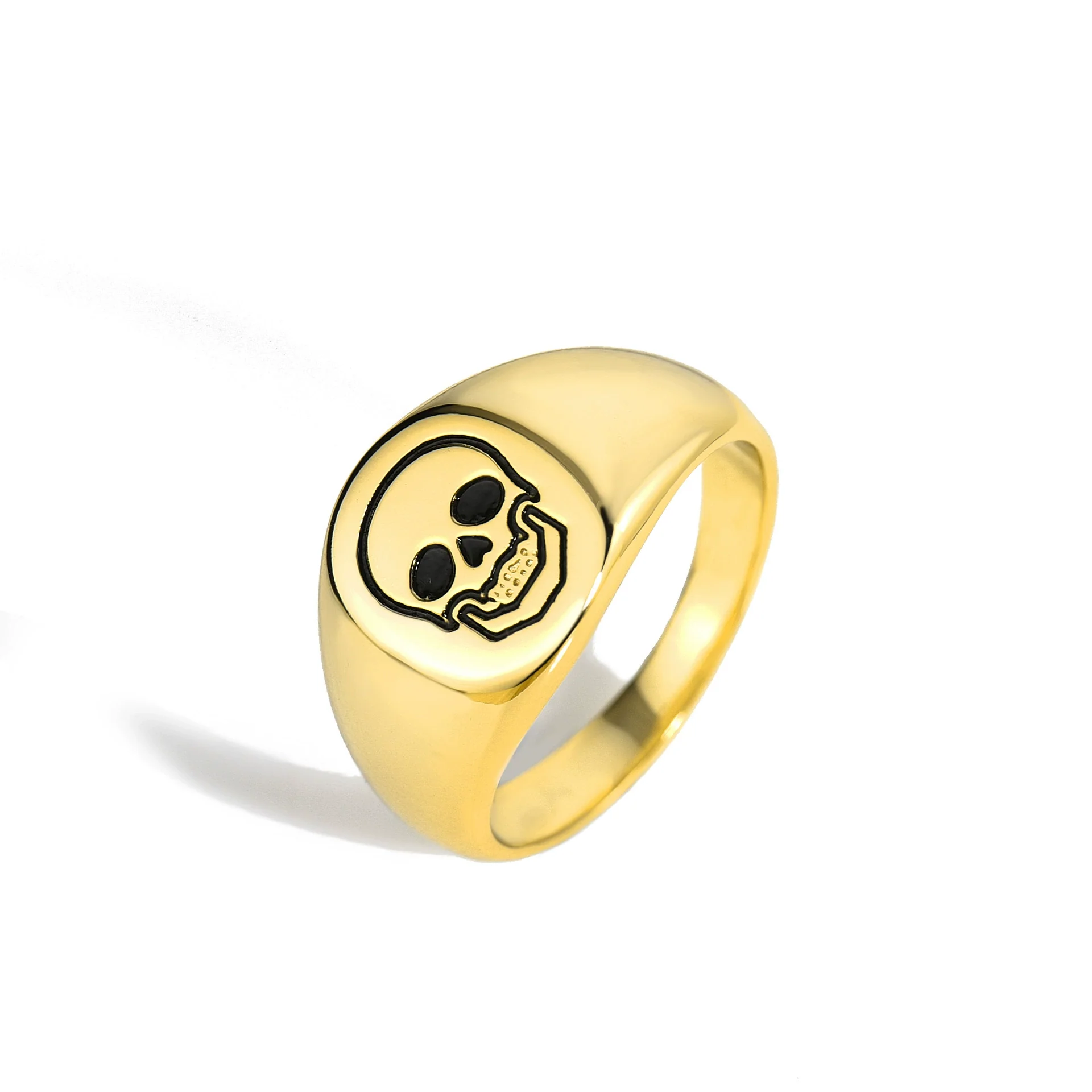 Wholesale Jewelry Skull Geometric Copper Gold Plated Unisex Hip Hop Punk Ring - Image 5