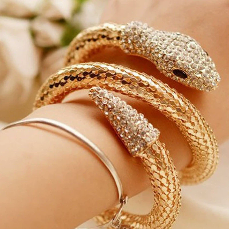Wholesale Jewelry Snake Bracelet Alloy Material With Diamond Animals Zodiac Punk Exaggerated Fashion Multi Layer