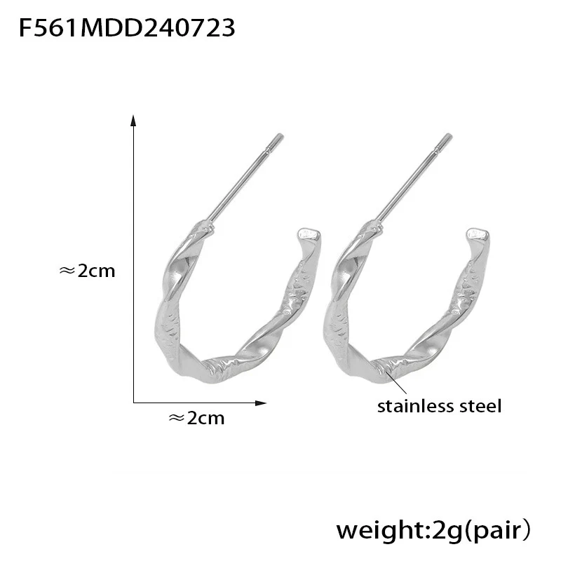 Wholesale Jewelry Stainless Steel 18K Gold Plated Geometric Cshaped Twisted Earrings For Women - Image 7