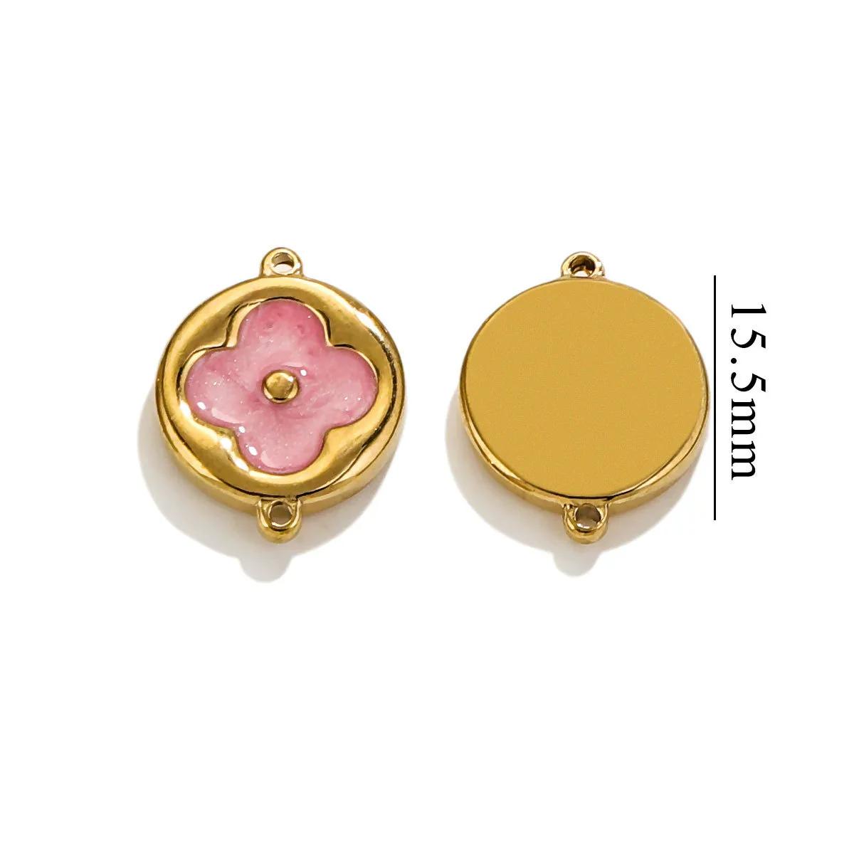 Wholesale Jewelry Stainless Steel 18K Goldplated Fourleaf Clover Double Hanging Bracelet Necklace Electroplating - Image 12