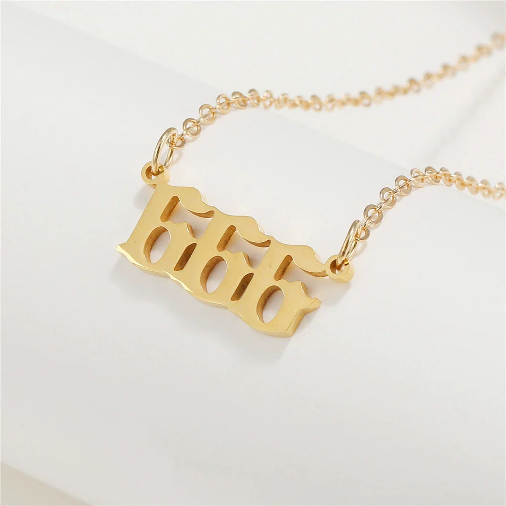 Wholesale Jewelry Stainless Steel Alloy Number Pendant Necklace With Electroplating Letters Numbers Text Pattern Unisex Sweet And Cool Style - Image 10